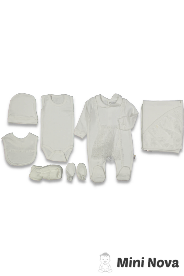 1/3 Ay Şerit Dantelli 7li Zıbın Set